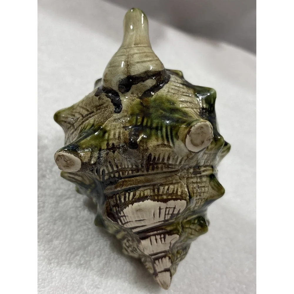 Vintage Japan Majolica Florida Green Conch Shell Teapot Small
